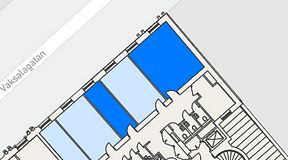 
							Planritning för Banken Coworking, 2 privata rum, 45 m²