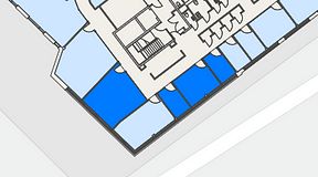 
							Planritning för United Spaces Helsingborg, 4 privata rum, 70 m²