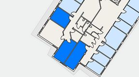 
							Planritning för Atmosfär Coworking, 3 privata rum, 52 m²