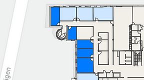 
							Planritning för FirstOffice Arenavägen 33, 5 privata rum, 85 m²