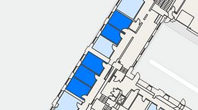 Planritning för iOffice Sjöbefälsskolan, 5 privata rum, 68 m²