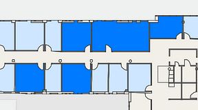 
							Planritning för FirstOffice Arenavägen 33, 5 privata rum, 113 m²