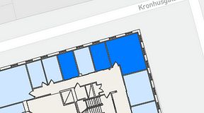 
							Planritning för Regus Östra Hamngatan, 3 privata rum, 49 m²