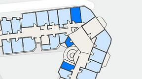 
							Planritning för Kontoret Nybroviken, 3 privata rum, 26 m²