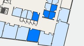 
							Planritning för Flexiwork Hovet, 5 privata rum, 70 m²