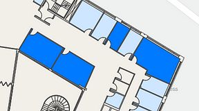 
							Planritning för Spaces Göteborg Gamlestan, 4 privata rum, 87 m²