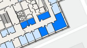 
							Planritning för Spaces Lindholmen, 5 privata rum, 49 m²