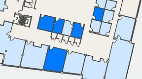 
							Planritning för Flexiwork Hovet, 5 privata rum, 81 m²