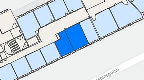 
							Planritning för DG97 Drottninggatan 97, 2 privata rum, 18 m²