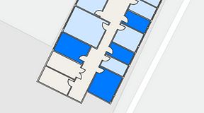 
							Planritning för Quick Office Älvsjö, 4 privata rum, 57 m²
