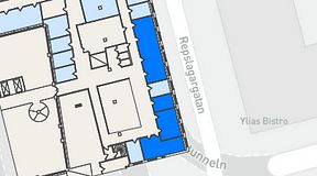 
							Planritning för THE WORKS Medborgarplatsen, 4 privata rum, 107 m²