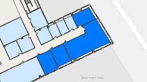 
							Planritning för United Spaces Waterfront Klarabergsviadukten, 4 privata rum, 147 m²