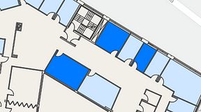 
							Planritning för Spaces Göteborg Gamlestan, 3 privata rum, 49 m²