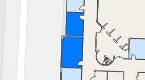 
							Planritning för EQ Coworking, 2 privata rum, 47 m²