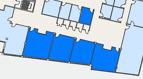 
							Planritning för Flexiwork Hovet, 5 privata rum, 158 m²