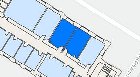 
							Planritning för iOffice Sjöbefälsskolan, 2 privata rum, 45 m²