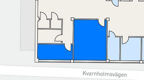 
							Planritning för Landskapet Kvarnholmen, 2 privata rum, 45 m²