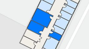 
							Planritning för Quick Office Älvsjö, 3 privata rum, 62 m²