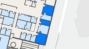 
							Planritning för Flexiwork Hovet, 3 privata rum, 54 m²