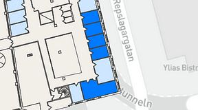 
							Planritning för THE WORKS Medborgarplatsen, 5 privata rum, 69 m²