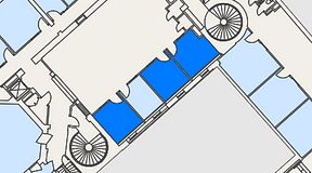 
							Planritning för Banken Coworking, 3 privata rum, 37 m²