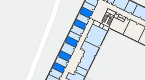 
							Planritning för Quick Office Älvsjö, 5 privata rum, 45 m²