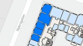 Planritning för Nybrogatan Business Center Nybrogatan 34, 4 privata rum, 131 m²