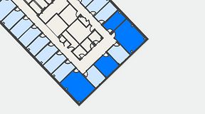 
							Planritning för FirstOffice Kanalvägen 17, 4 privata rum, 72 m²