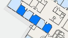 
							Planritning för Atmosfär Coworking, 3 privata rum, 44 m²