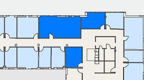 
							Planritning för FirstOffice Arenavägen 33, 3 privata rum, 68 m²