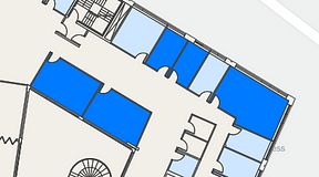 
							Planritning för Spaces Göteborg Gamlestan, 5 privata rum, 97 m²