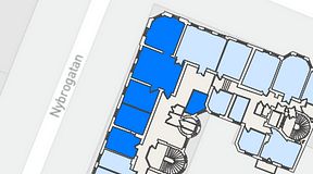 Planritning för Nybrogatan Business Center Nybrogatan 34, 5 privata rum, 144 m²