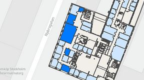 
							Planritning för Regus Östermalmstorg, 5 privata rum, 106 m²
