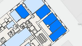 
							Planritning för Spaces Gamla Stan, 5 privata rum, 93 m²