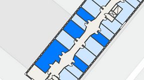 
							Planritning för Regus Almedal, 5 privata rum, 105 m²