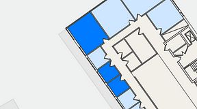 
							Planritning för FirstOffice Västra Hamnen, 3 privata rum, 38 m²