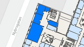 
							Planritning för Regus Östermalmstorg, 5 privata rum, 116 m²