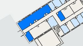 
							Planritning för Regus Kistagången 20b, 3 privata rum, 97 m²
