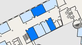 
							Planritning för Convendum Spårvagnshallarna, 3 privata rum, 55 m²