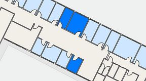 
							Planritning för Quick Office Älvsjö, 3 privata rum, 38 m²