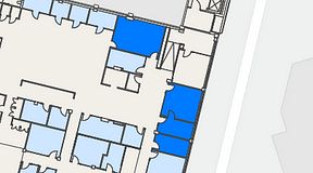 
							Planritning för Flexiwork Hovet, 4 privata rum, 73 m²