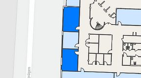 
							Planritning för EQ Coworking, 2 privata rum, 54 m²