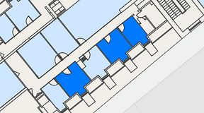 
							Planritning för Spaces Gamla Stan, 3 privata rum, 36 m²