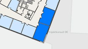 
							Planritning för Växthuset Lund, 2 privata rum, 48 m²