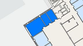 
							Planritning för FirstOffice Kista Time Building, 3 privata rum, 44 m²