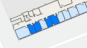 
							Planritning för FASTOFFICE Södertälje, 4 privata rum, 43 m²
