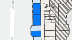 Planritning för FASTOFFICE Johanneslundsvägen 2, 5 privata rum, 60 m²