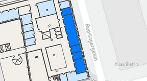 
							Planritning för THE WORKS Medborgarplatsen, 5 privata rum, 104 m²