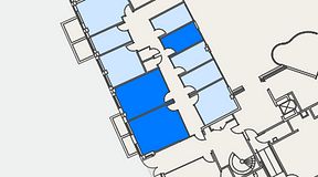 
							Planritning för Genetor K6, 3 privata rum, 46 m²