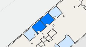 Planritning för Collab Arena Coworking, 2 privata rum, 36 m²